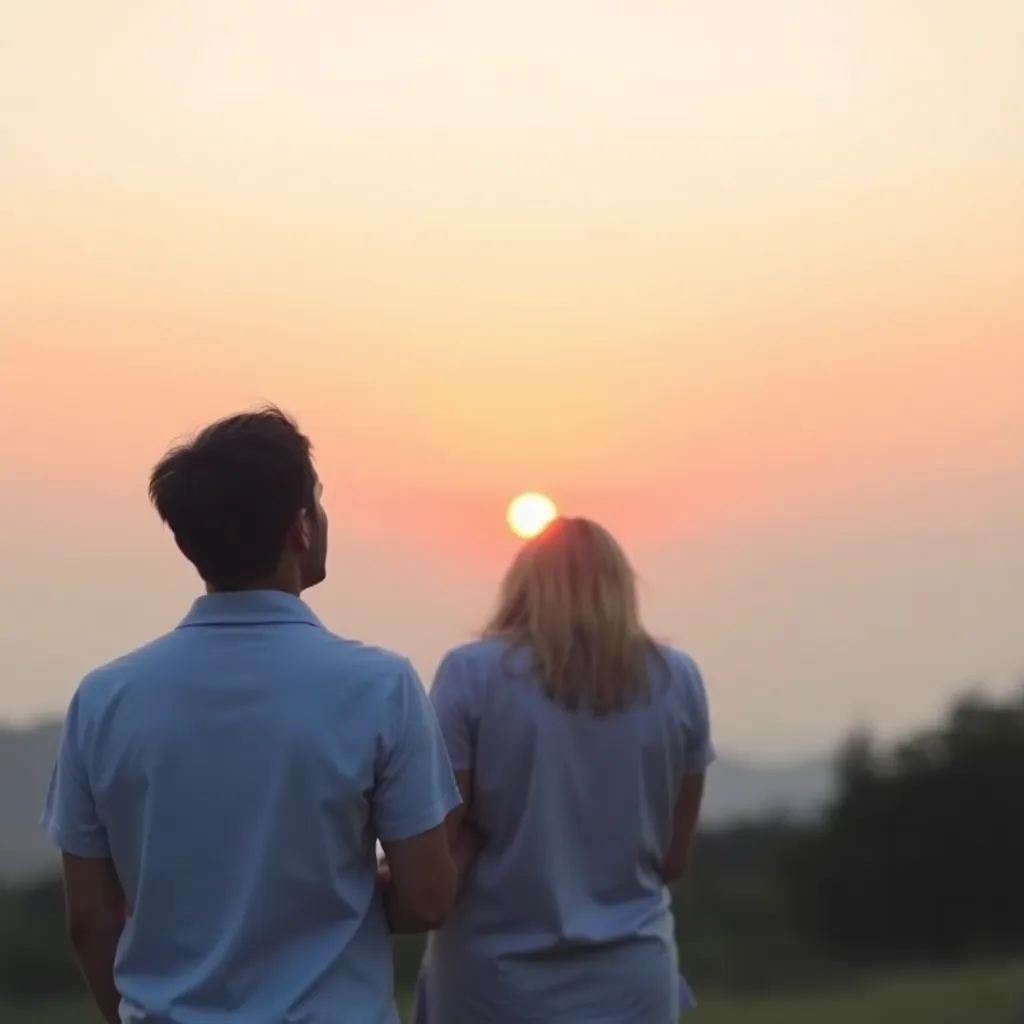 A couple looking at a sunset