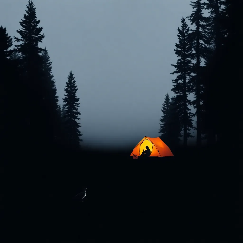 A person camping in a remote location