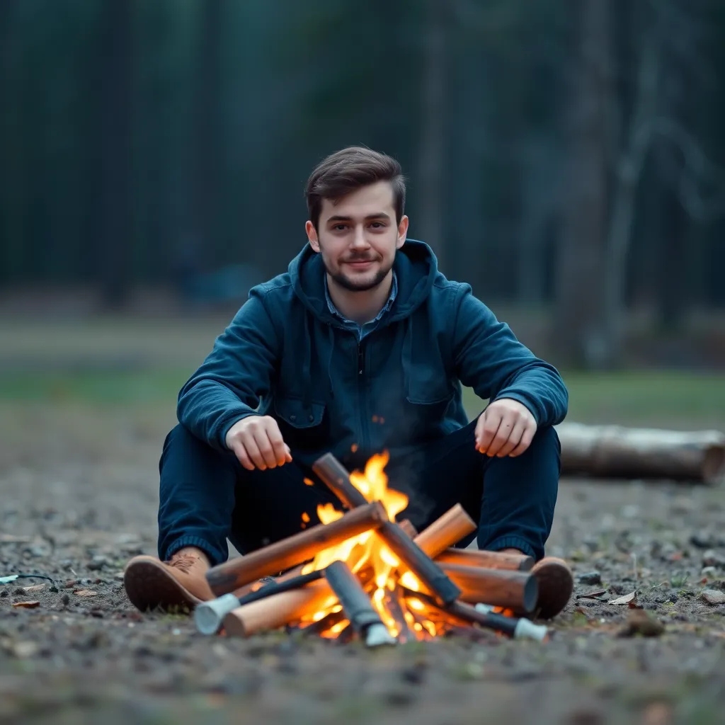 A person enjoying a campfire