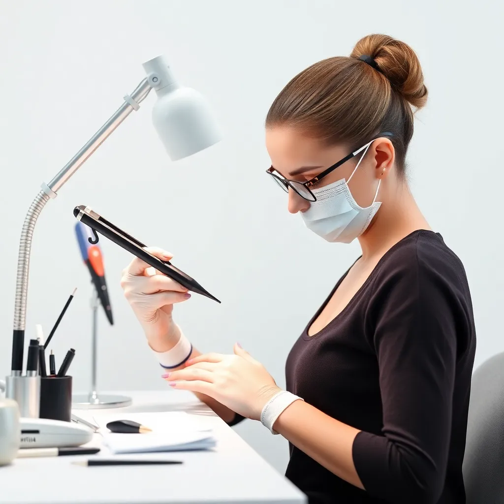 A skilled nail technician performing a Russian manicure