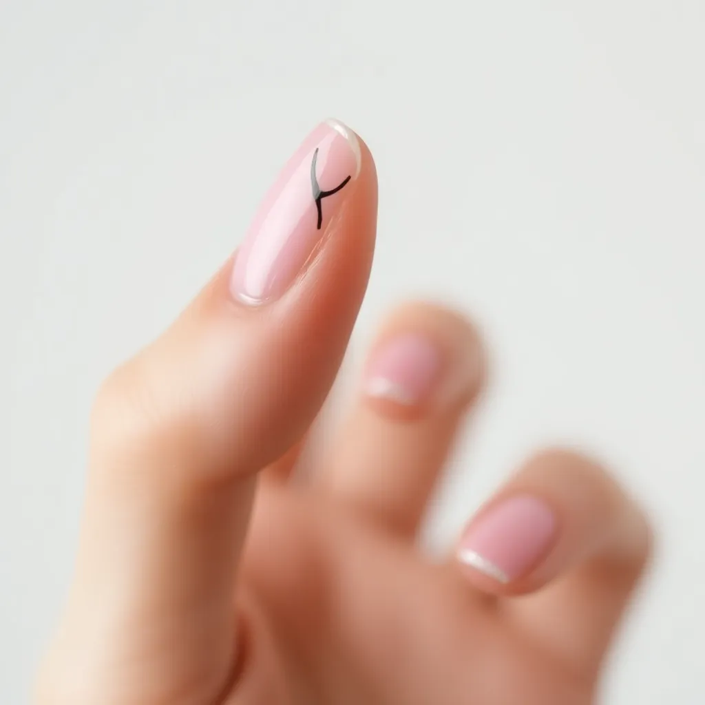 A close-up of a hand-painted nail design