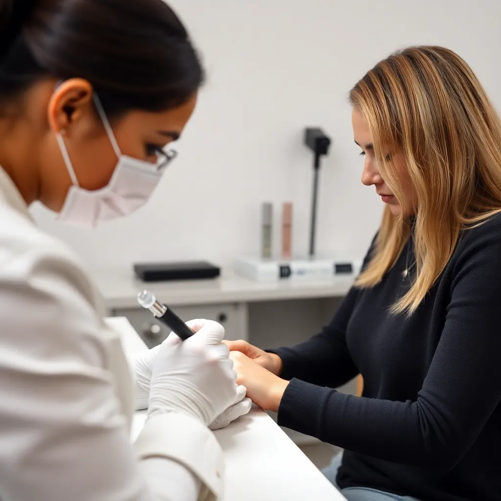 A skilled nail technician working on a client's nails