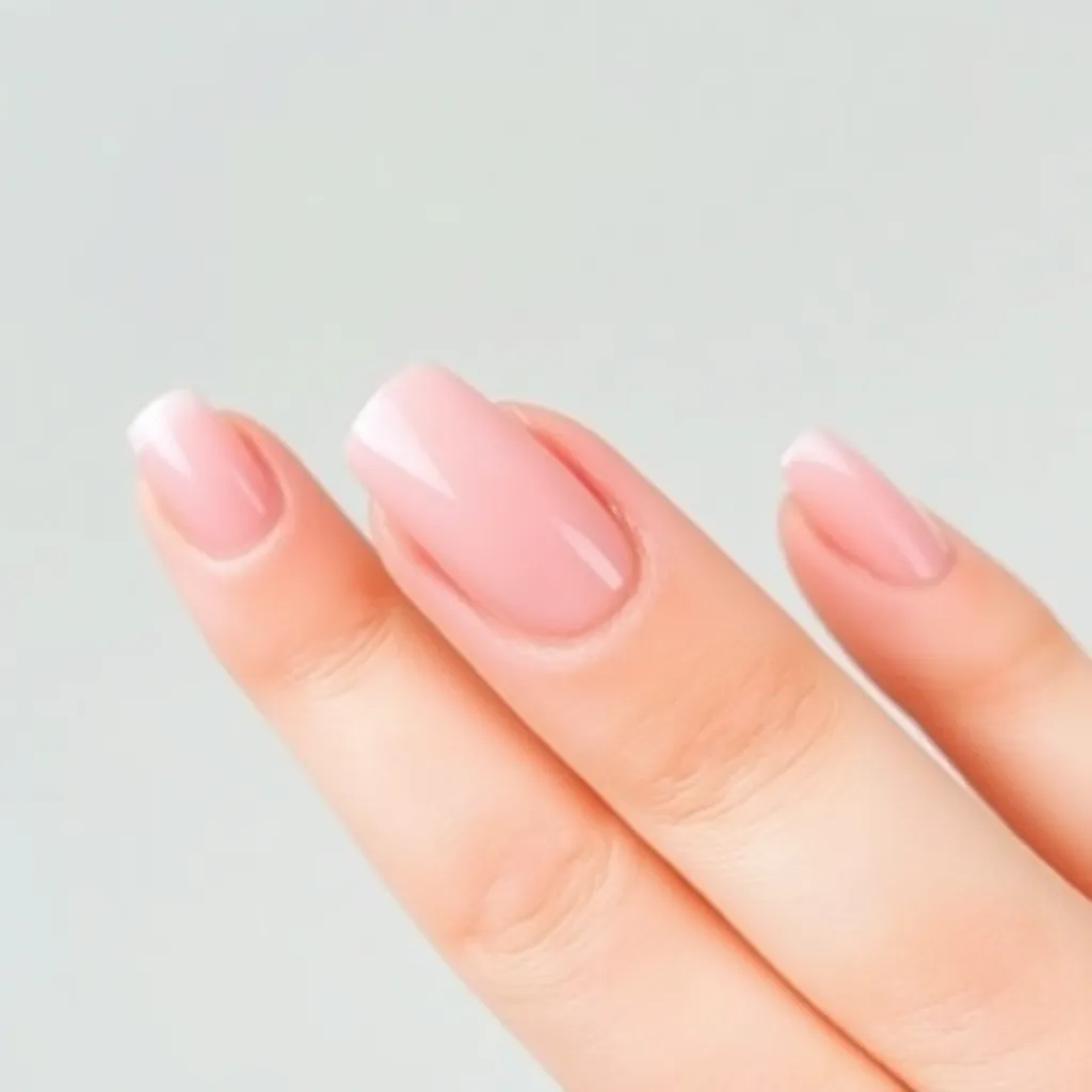 A beautifully designed Russian manicure nail with a clear top coat