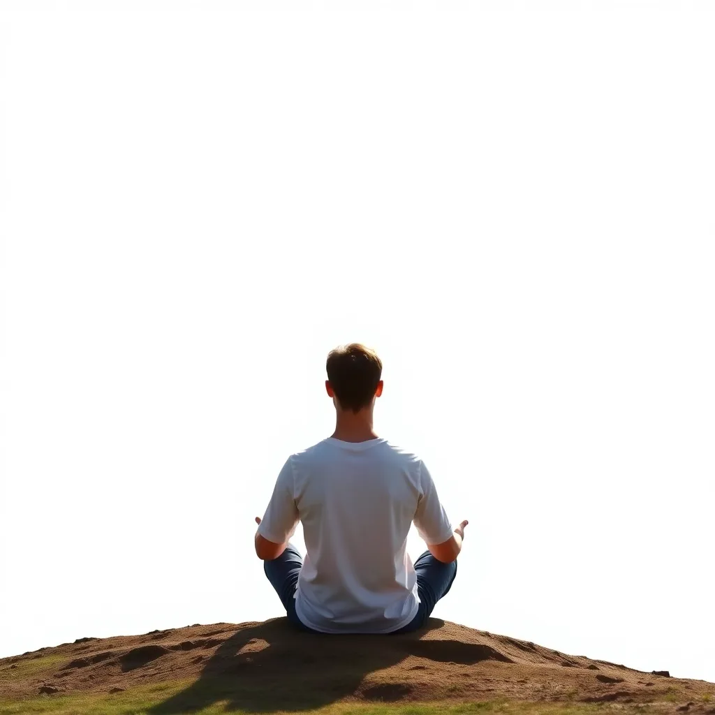 A person meditating in nature