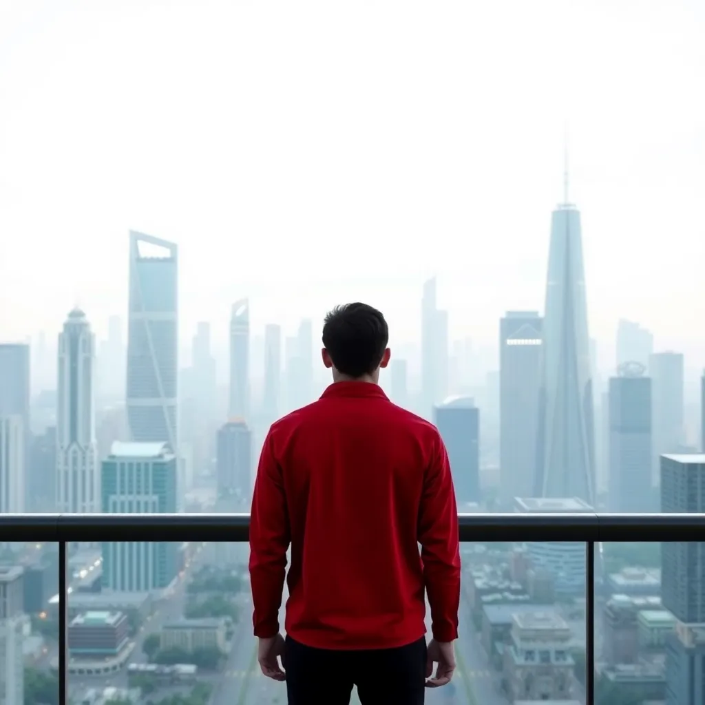 A person looking at a futuristic cityscape