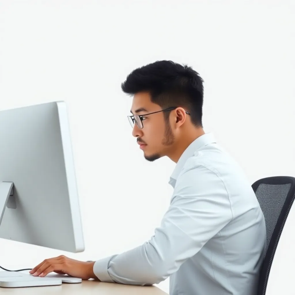 A person looking at a computer screen