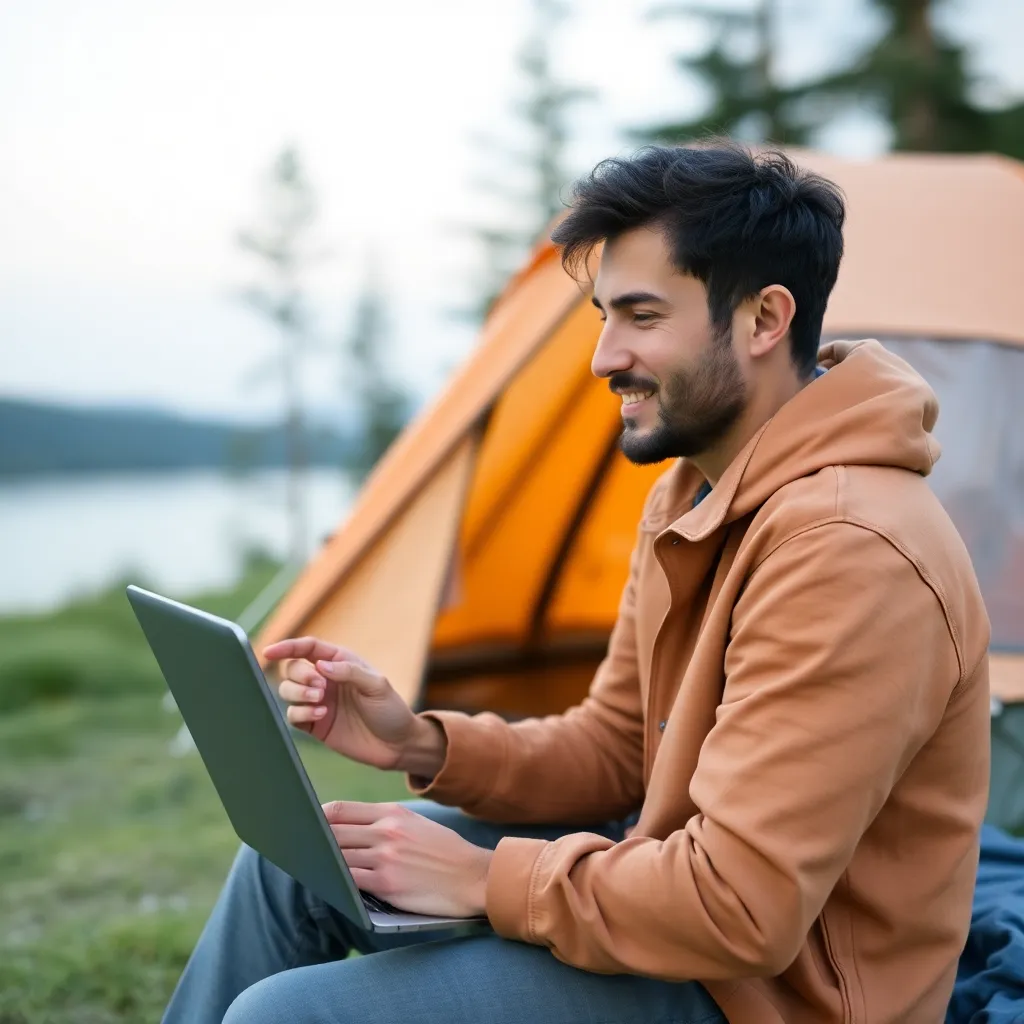 A person booking a campsite online