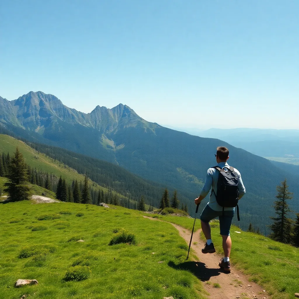 A person hiking in a national park