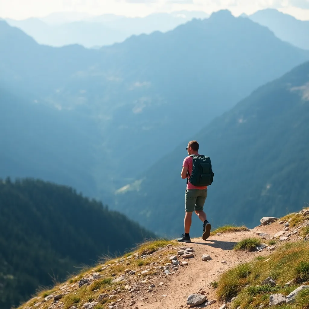 A person hiking in the mountains