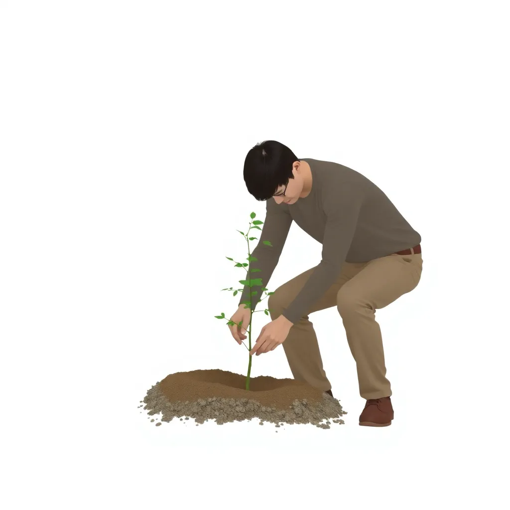 A person planting a tree