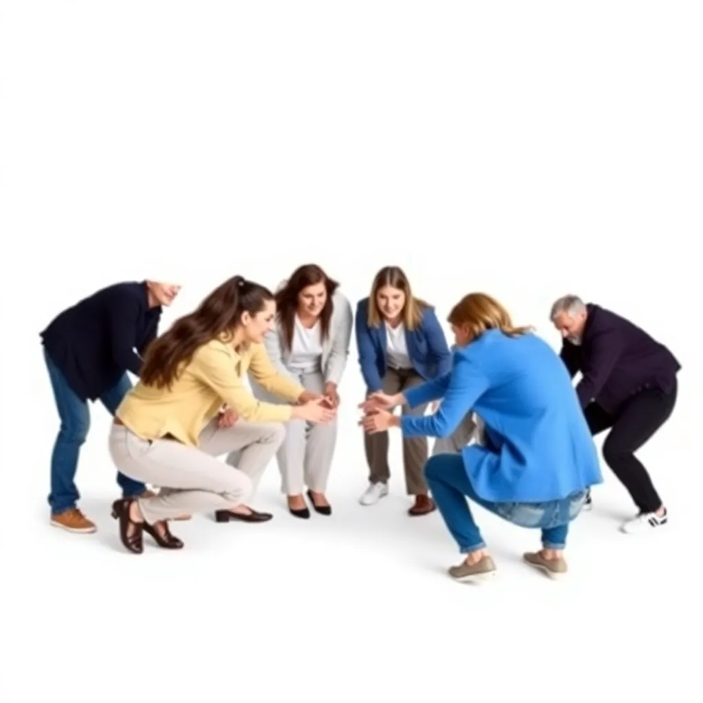 A group of people participating in a team-building activity