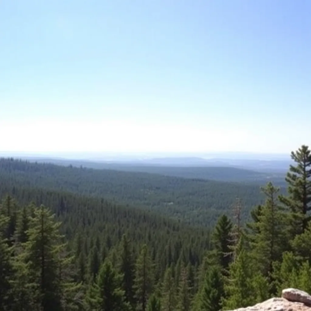 A scenic overlook with a stunning view of the forest