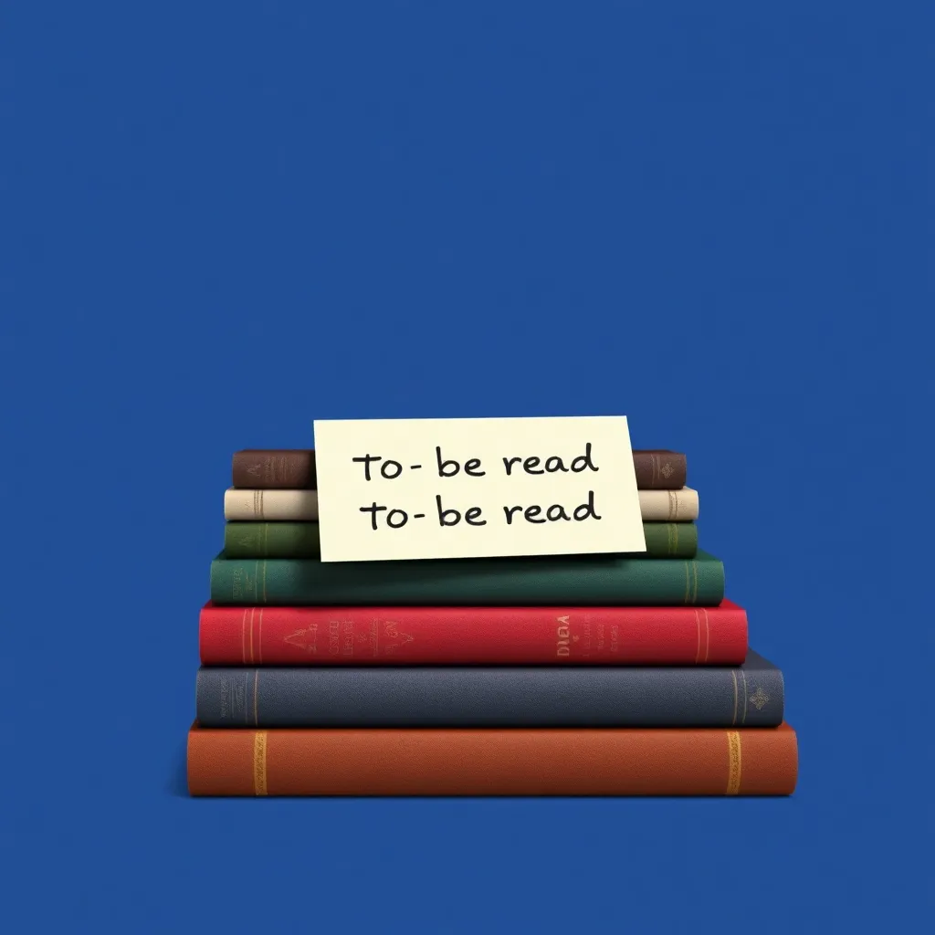 A stack of fantasy books with a 'to-be-read' note