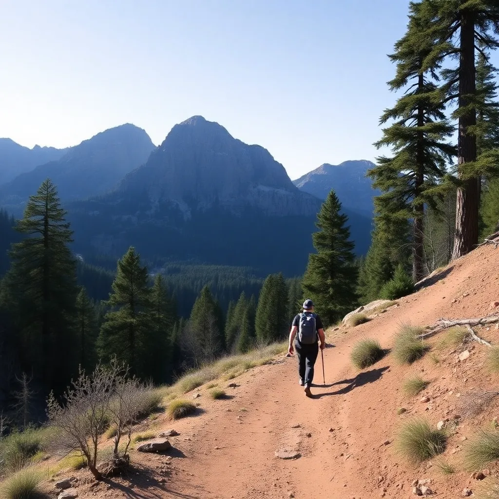 A person hiking on a trail in Sequoia National Park