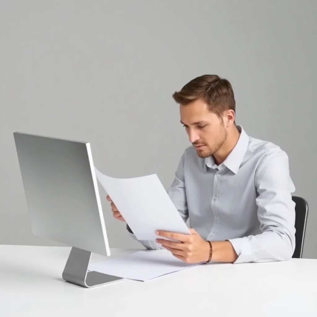 A person reading a contract on a computer