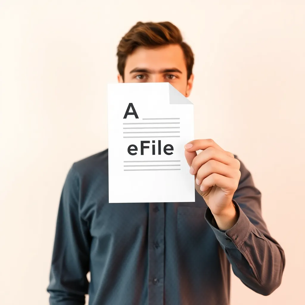 A person holding an e-file