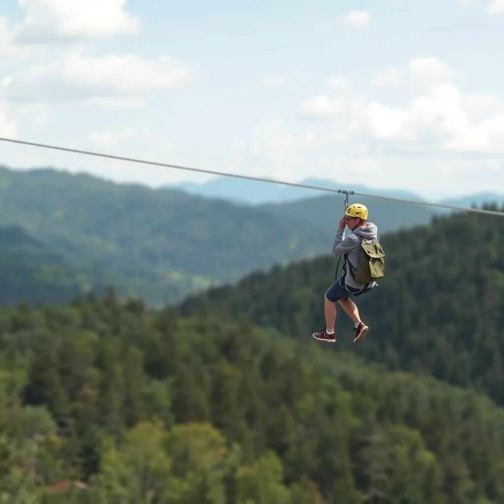 A person getting ready to zip line