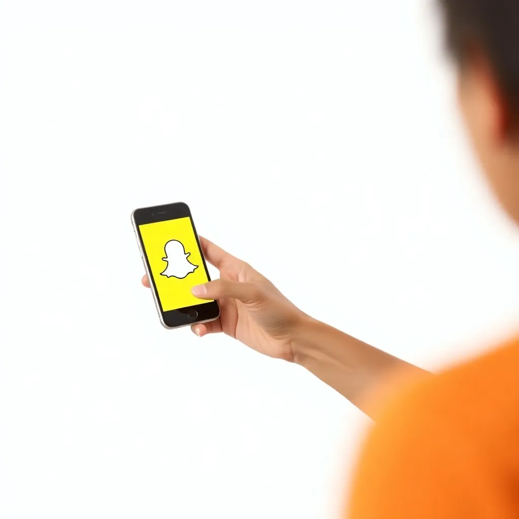 A person looking at a smartphone with a Snap Ad on the screen