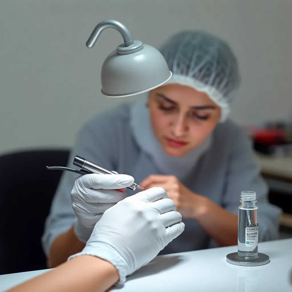 A skilled nail technician performing a Russian manicure