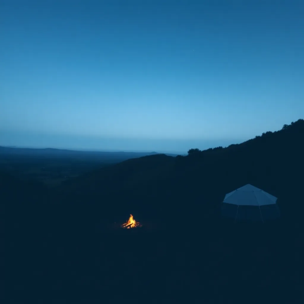 A scenic view of a campsite in the South Downs