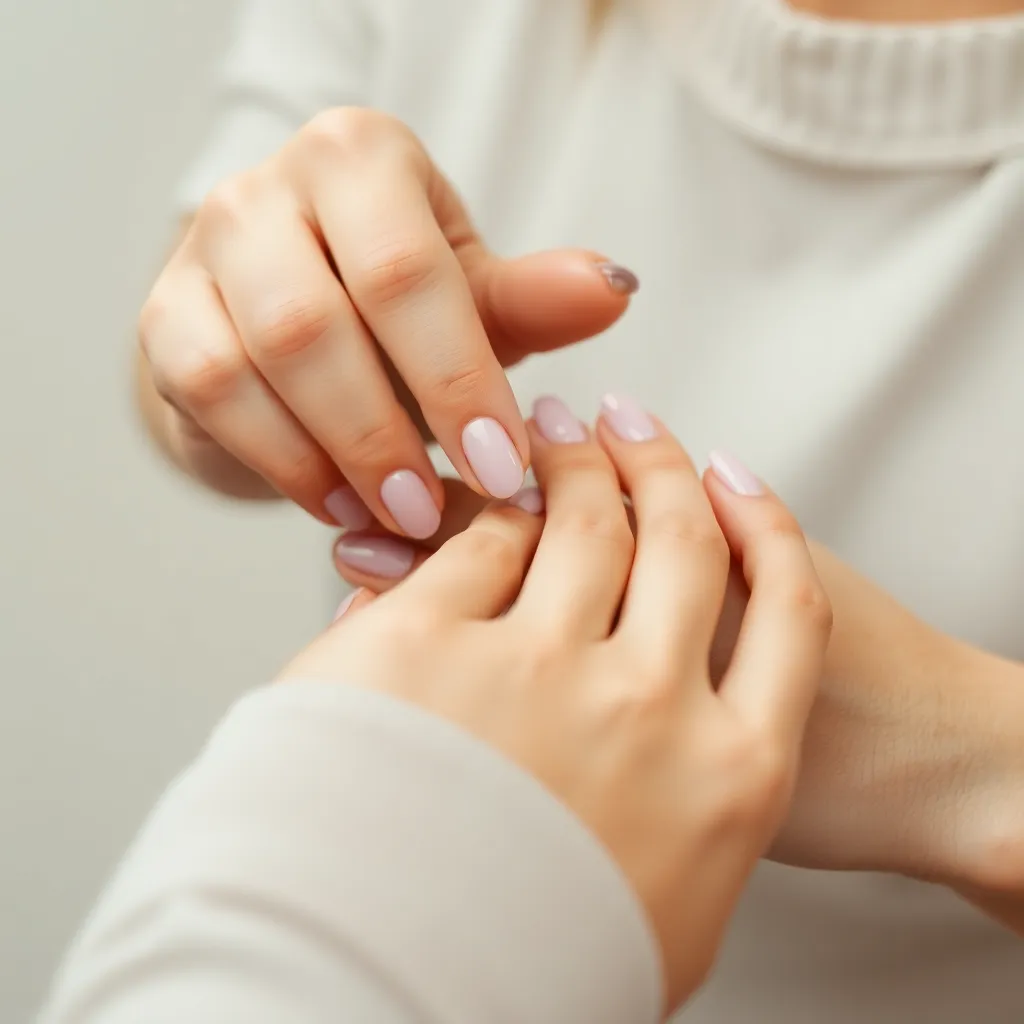 A close-up of a woman's hands receiving a Russian manicure