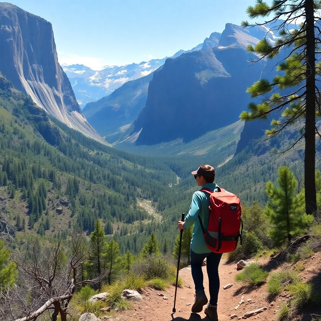 A person hiking in a national park