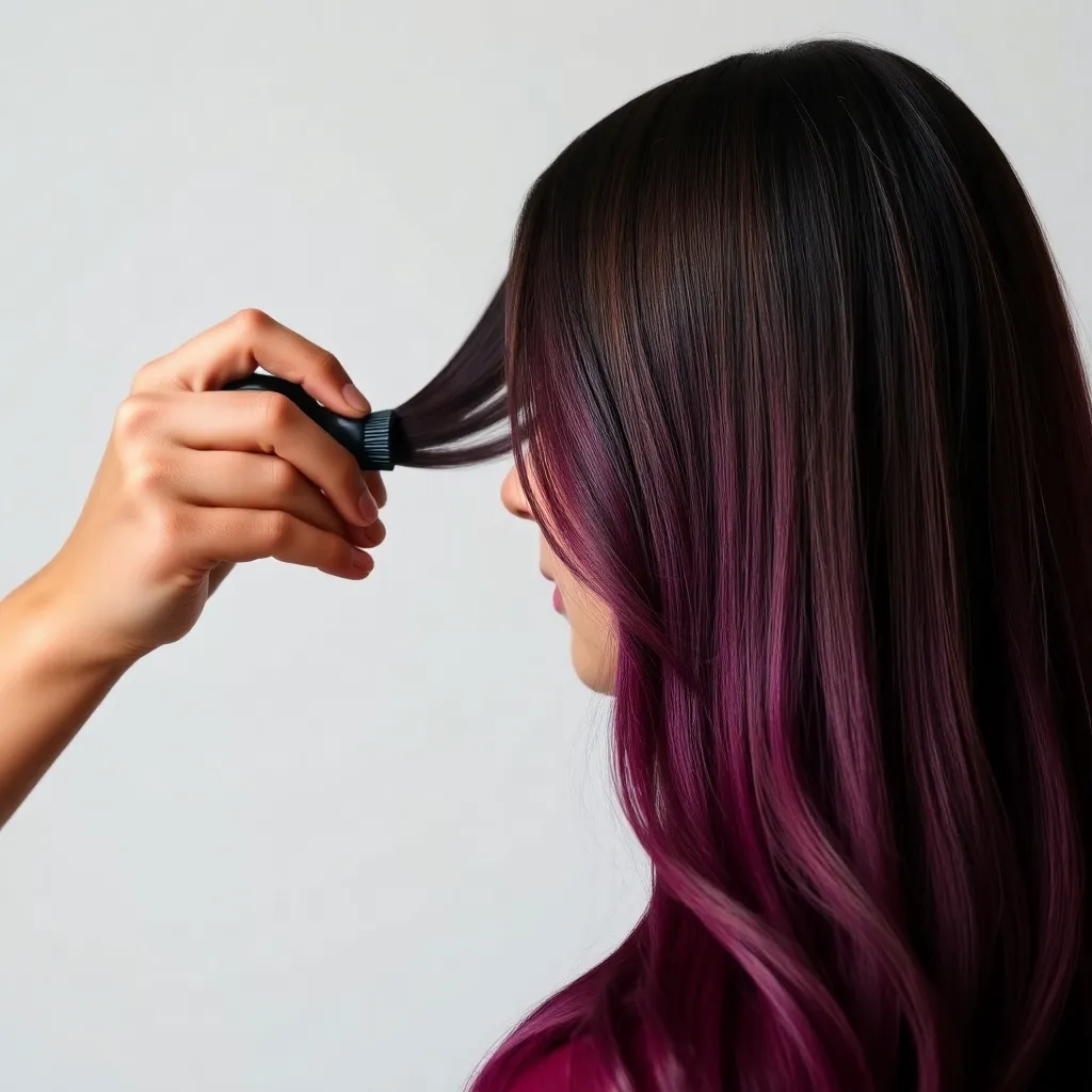 A person applying hair color to their hair