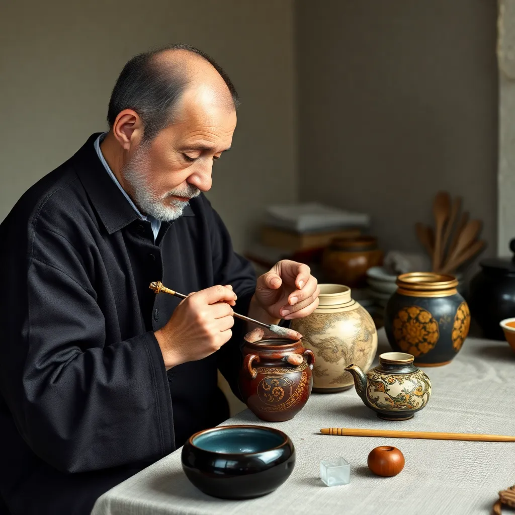 A traditional Russian lacquer artist at work