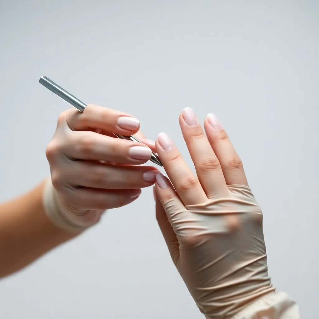 A skilled technician performing a Russian manicure