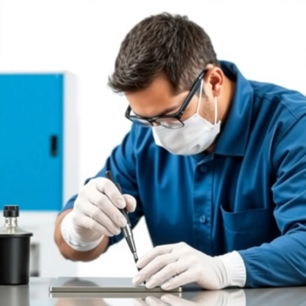 A technician carefully applying lacquer