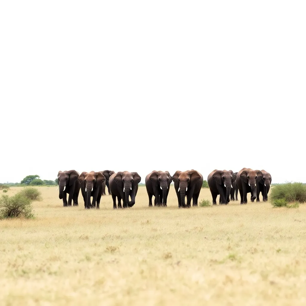 A herd of elephants in the surrounding wilderness