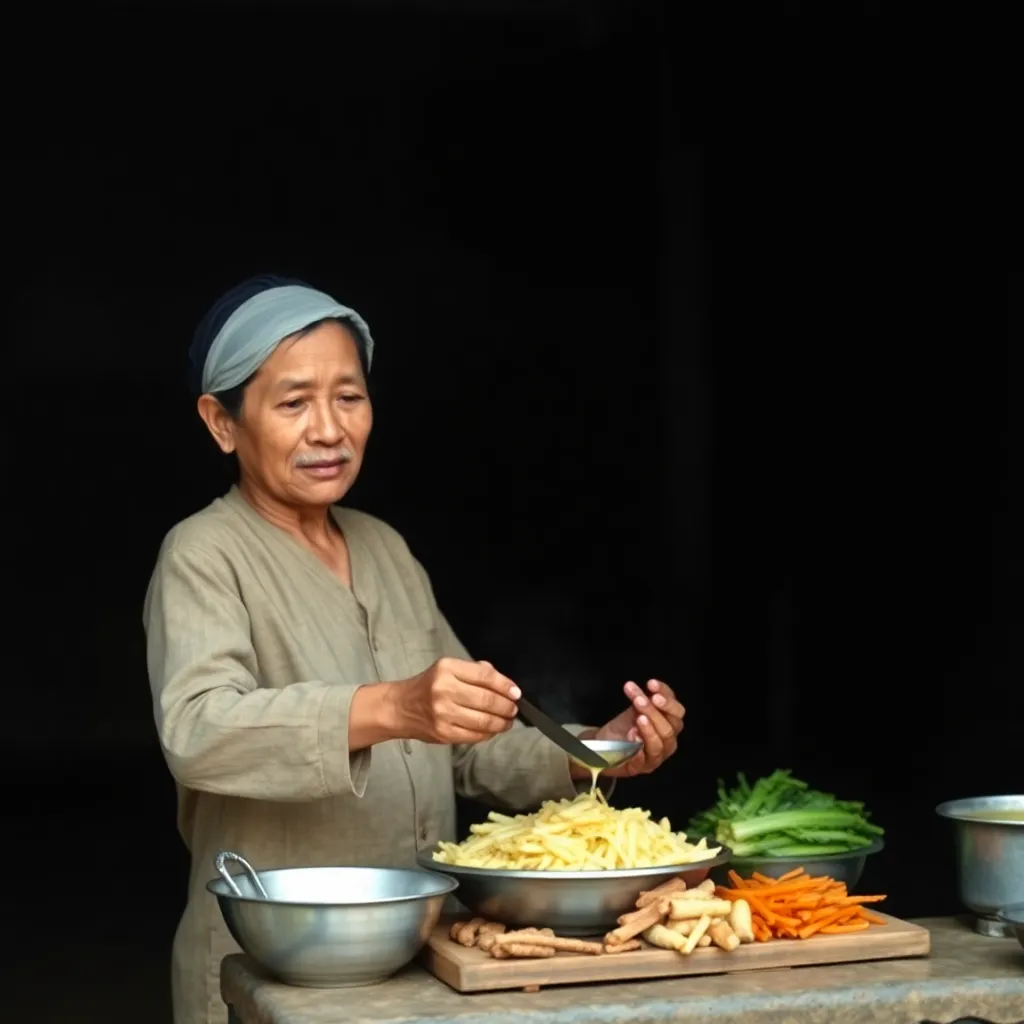 A local resident preparing traditional cuisine