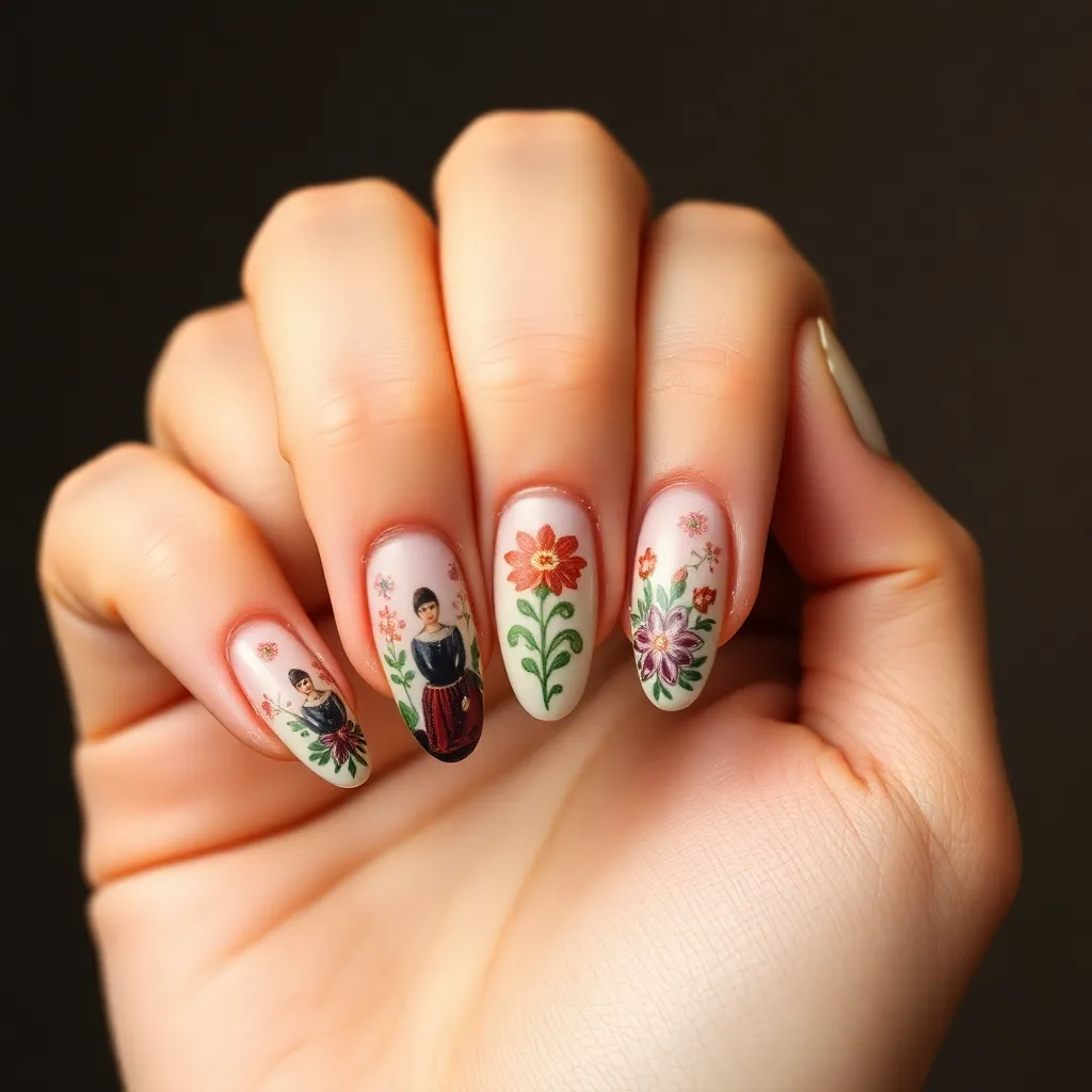 A historical image of Russian nail art from the 19th century